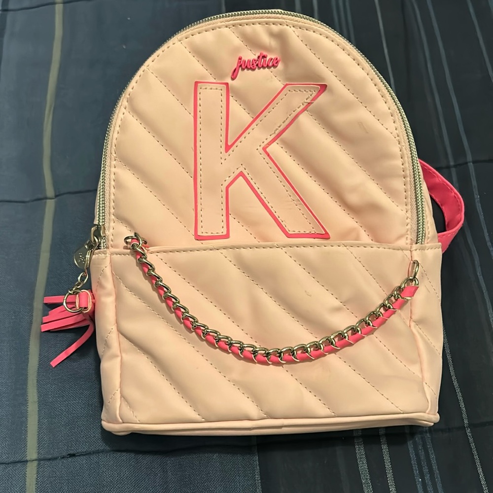 Justice mini backpack letter K